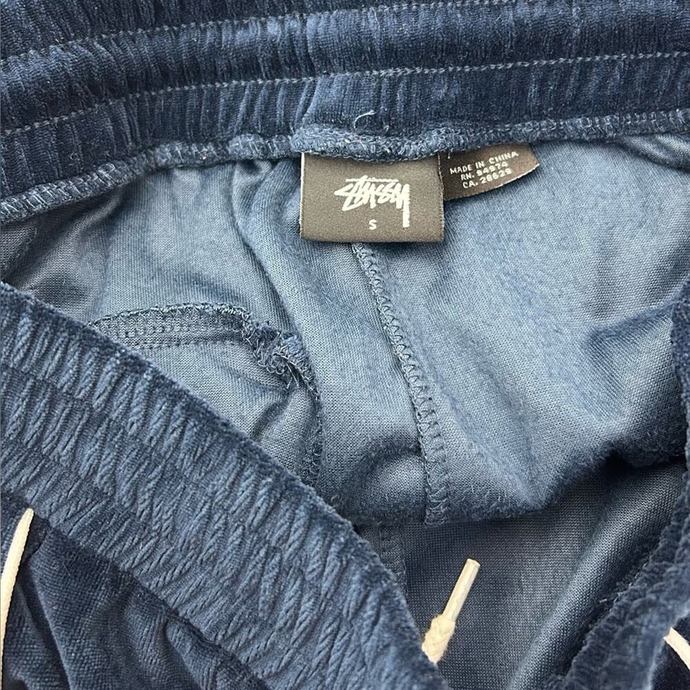 Stussy Blue Velour Track Pants with‎ White Piping Women’s Size Small - Picture 4 of 5